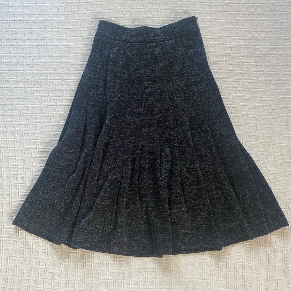 Harper black & silver whimsigoth pleated thick midi skirt XS